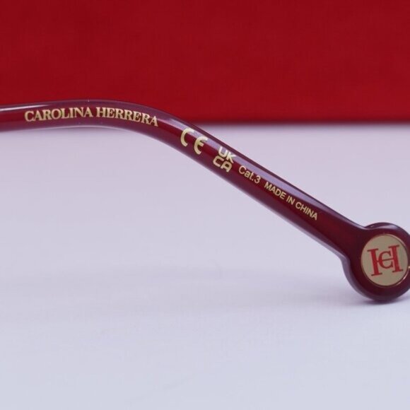Carolina Herrera HER 0132/G/S 0LHF HA Square Sunglasses - Burgundy/Gold/Brown main image 2
